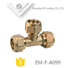 EM-F-A099 Brass tee pipe compression connector Female thread pipe fitting